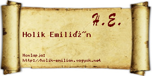 Holik Emilián névjegykártya